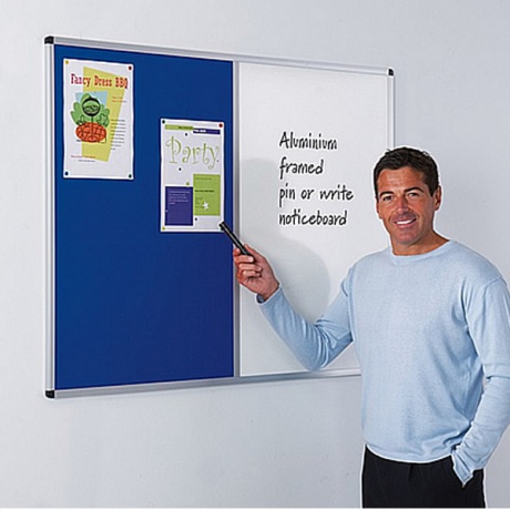 Dual Aluminium Framed Noticeboard with Felt or Cork Pinboard